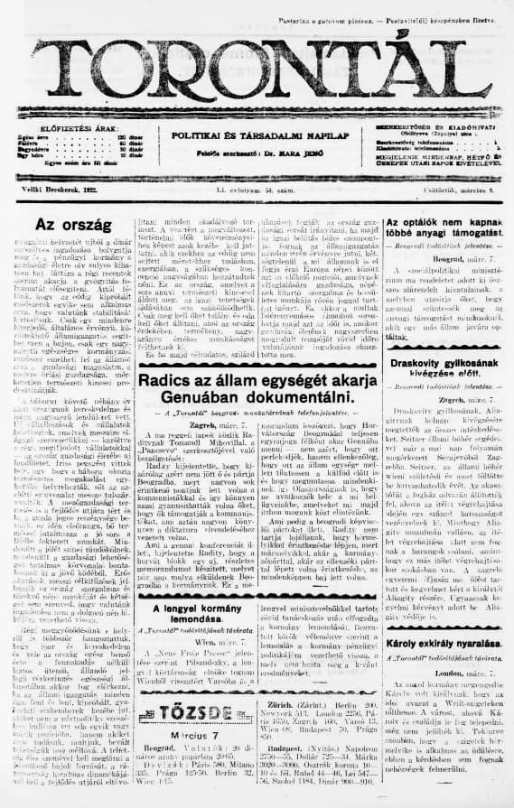 Torontál, 51. évf. 1922. március 9. 54. sz.