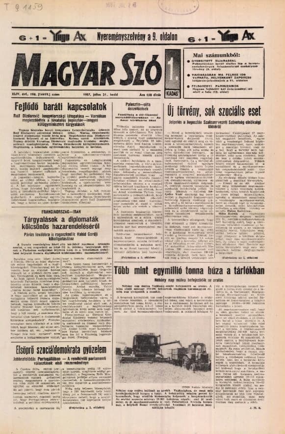 Magyar Szó, 44. évf. 1987. július 21. 198. sz. 1–20. oldal
