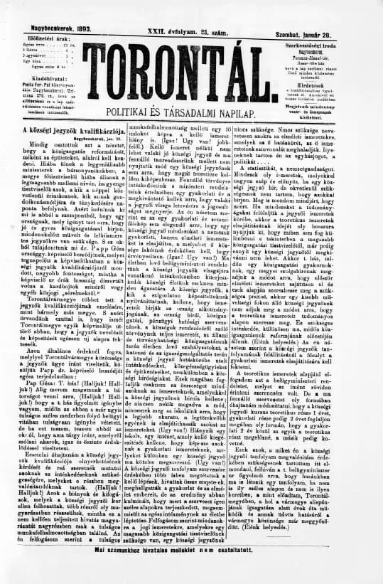 Torontál, 22. évf. 1893. január 28. 23. sz.