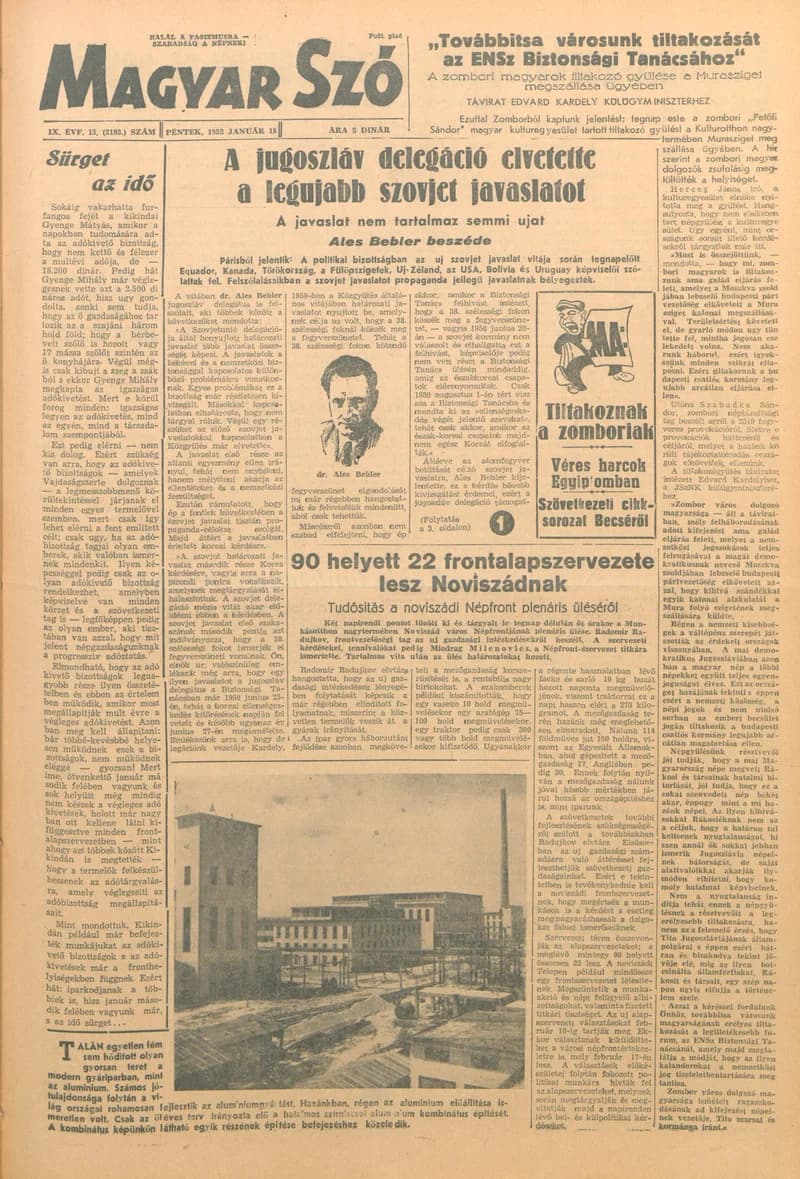 Magyar Szó, 9. évf. 1952. január 18. 15. sz. 1–4. oldal