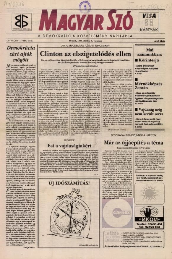 Magyar Szó, 52. évf. 1995. október 8. 235. sz. 1–24. oldal