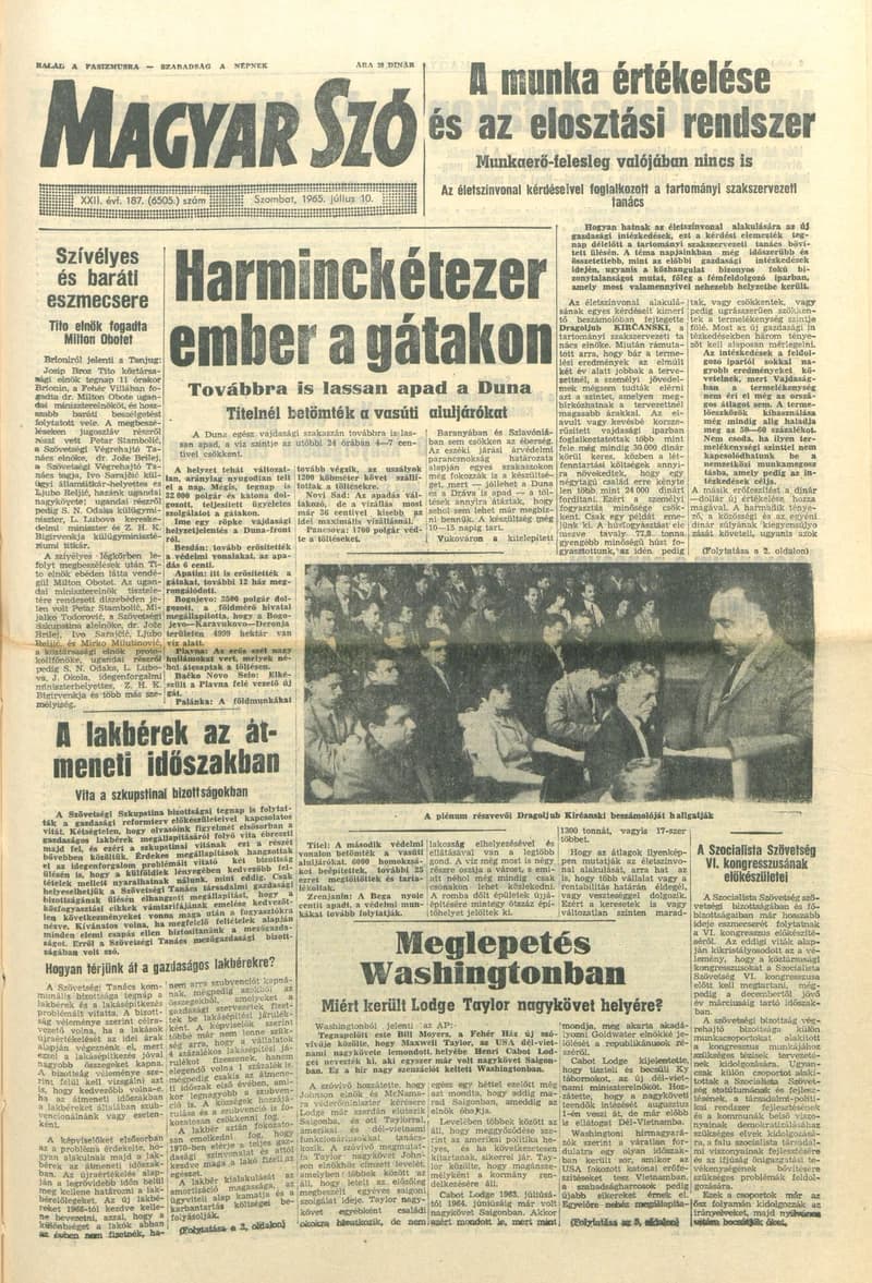 Magyar Szó, 22. évf. 1965. július 10. 187. sz. 1–10. oldal