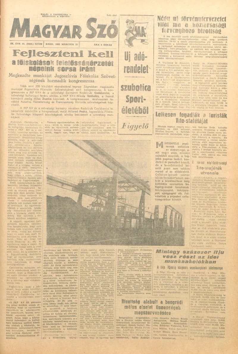 Magyar Szó, 9. évf. 1952. március 11. 61. sz. 1–6. oldal