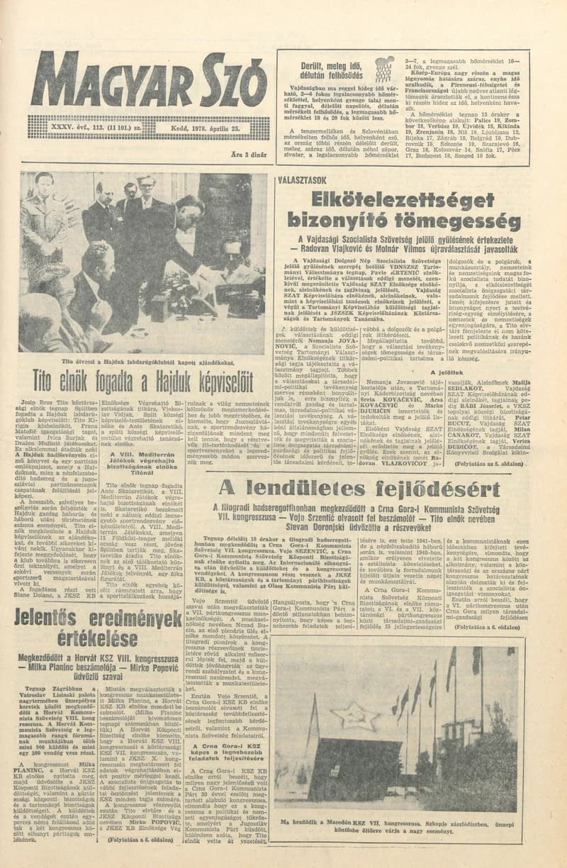 Magyar Szó, 35. évf. 1978. április 25. 113. sz. 1–20. oldal