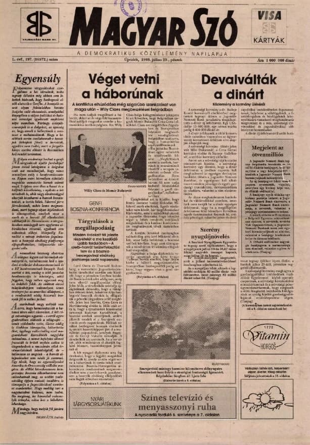 Magyar Szó, 50. évf. 1993. július 23. 197. sz. 1–16. oldal
