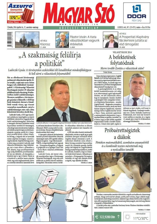 Magyar Szó, 73. évf. 2016. április 16. – 17. 87. sz. 1–44. oldal