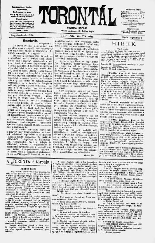 Torontál, 35. évf. 1906. augusztus 6. 178. sz.