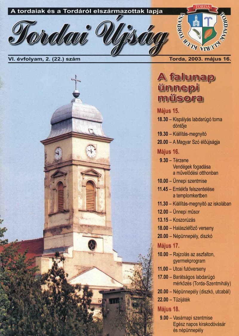 Tordai Újság, 6. évf. 2003. május 16. 2. sz. 1–28. oldal