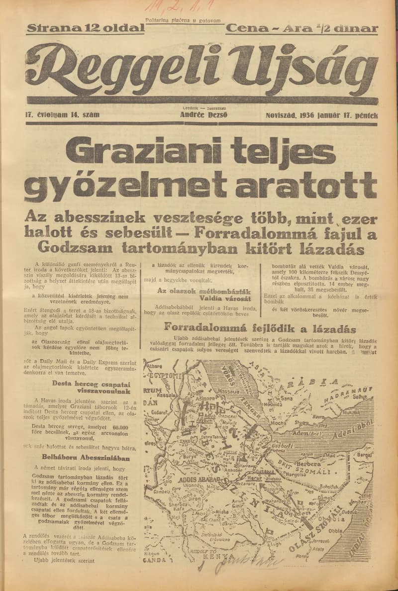 Reggeli Újság, 17. évf. 1936. január 17. 14. sz.