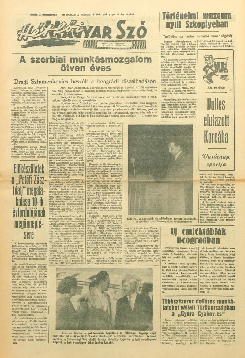 Magyar Szó, 10. évf. 1953. augusztus 3. 211. sz. 1–8. oldal