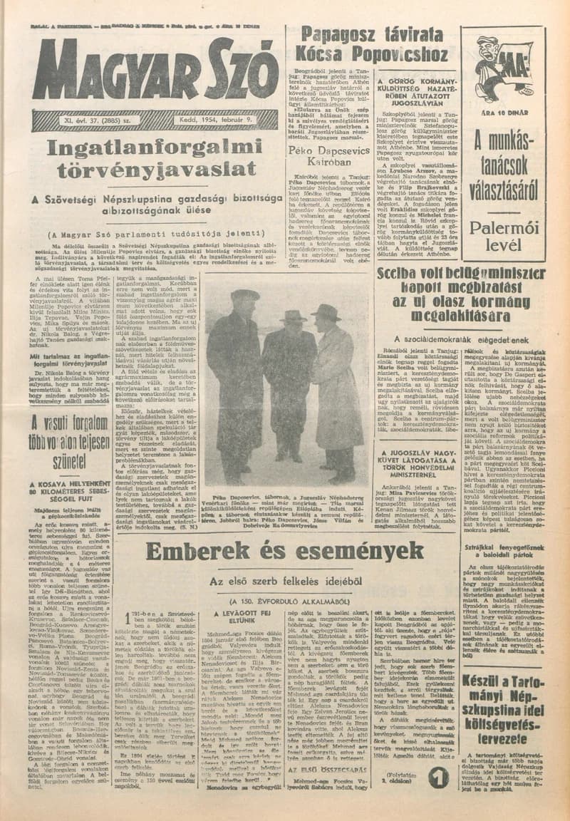 Magyar Szó, 11. évf. 1954. február 9. 37. sz. 1–6. oldal
