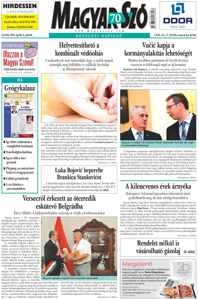 Magyar Szó, 71. évf. 2014. április 4. 77. sz. 1–16. oldal
