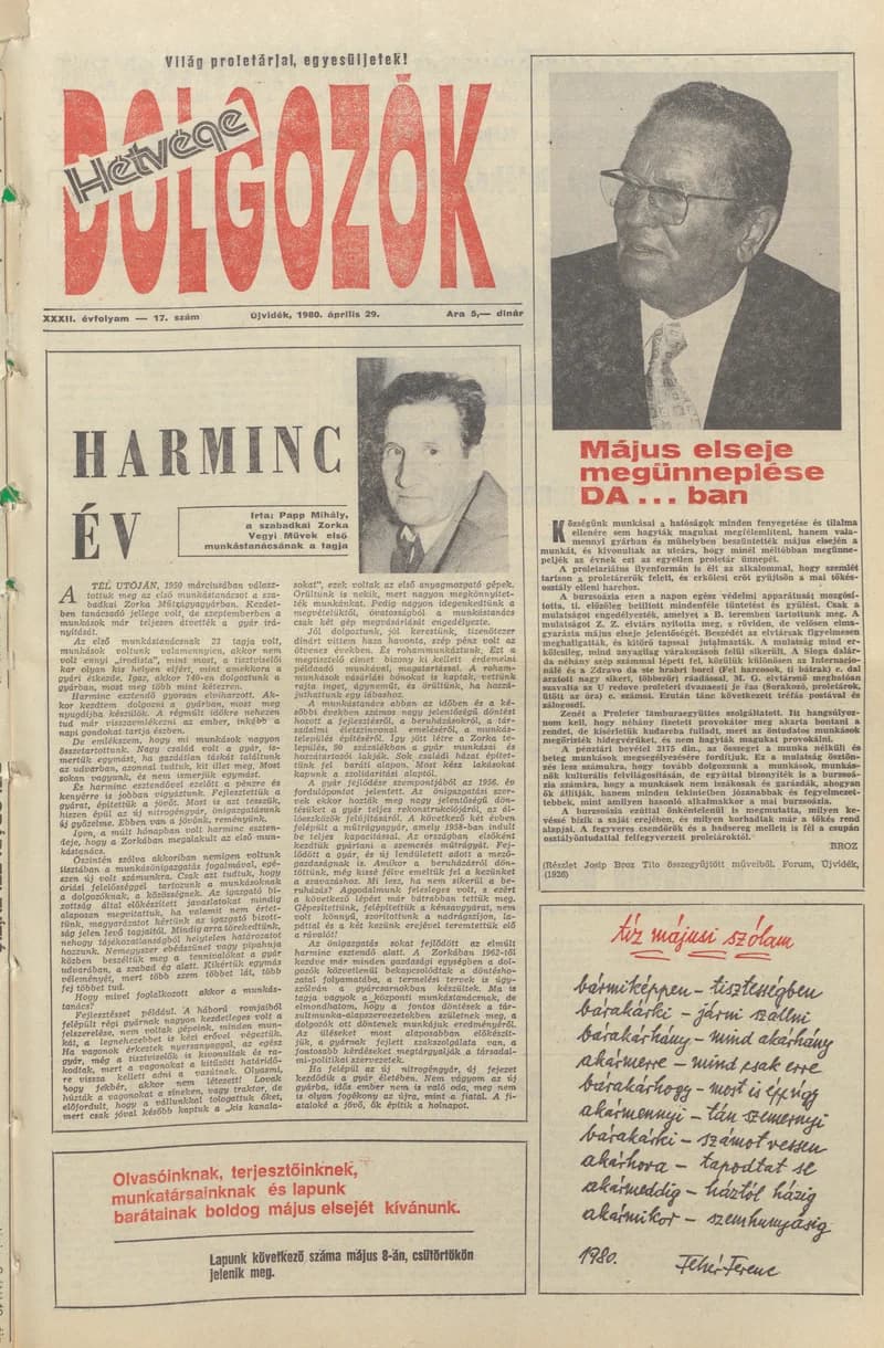 Dolgozók, 34. évf. 1980. április 29. 17. sz.