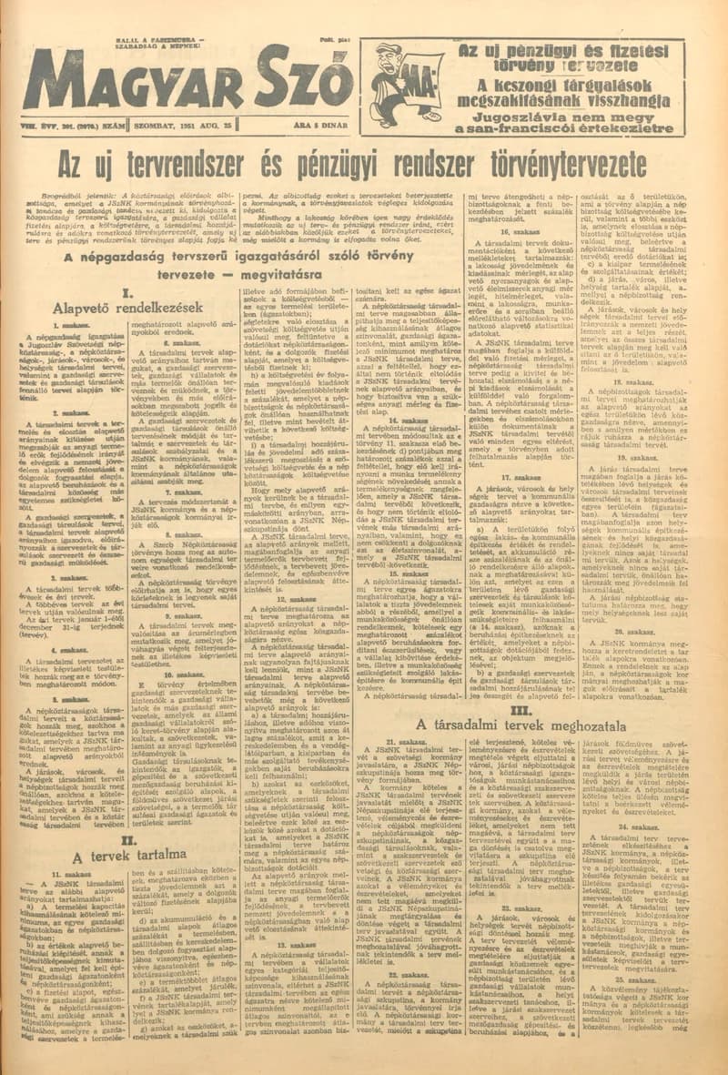 Magyar Szó, 8. évf. 1951. augusztus 25. 201. sz. 1–6. oldal