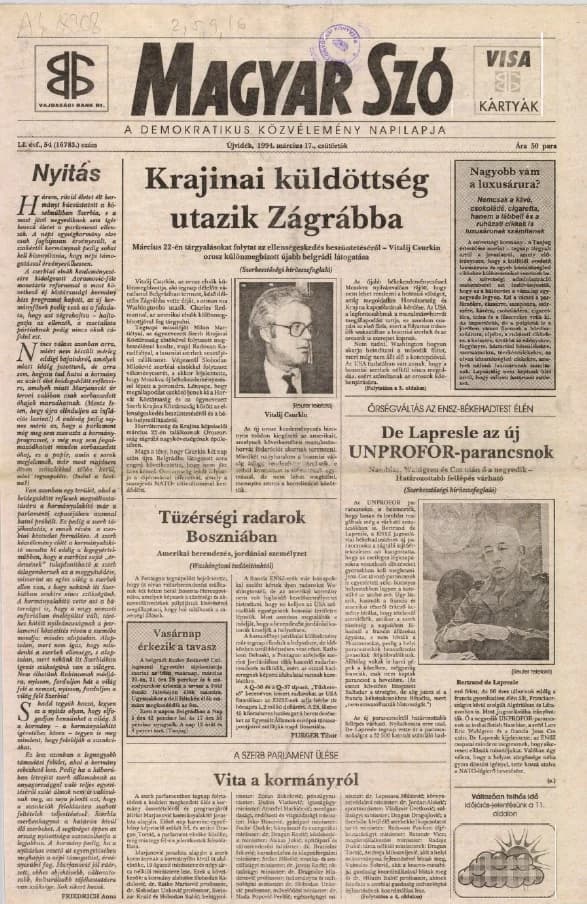 Magyar Szó, 51. évf. 1994. március 17. 54. sz. 1–16. oldal