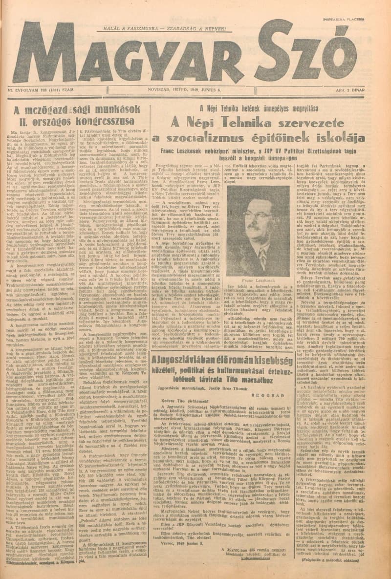 Magyar Szó, 6. évf. 1949. június 6. 133. sz. 1–4. oldal