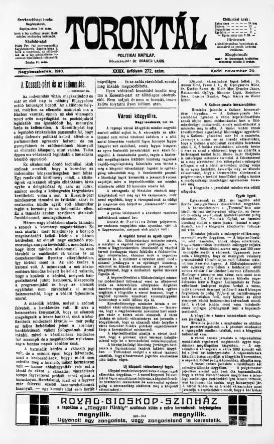 Torontál, 39. évf. 1910. november 29. 272. sz.