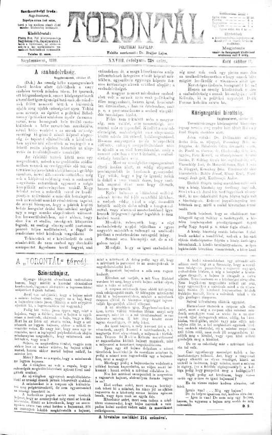 Torontál, 28. évf. 1899. október 17. 238. sz.