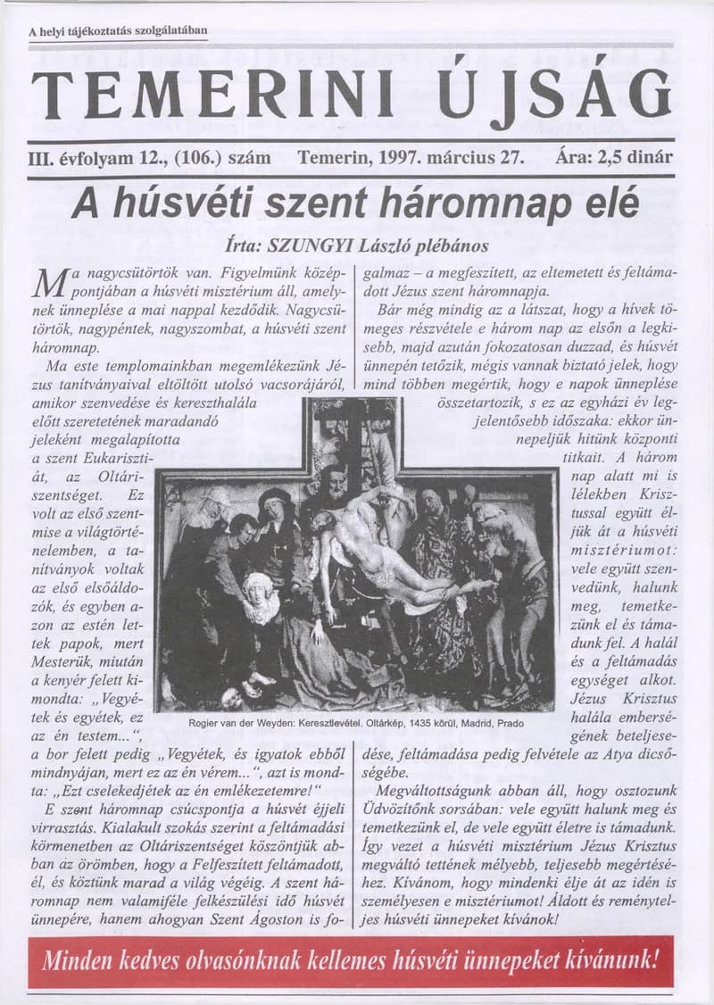 Temerini Újság, 3. évf. 1997. március 27. 12. sz.