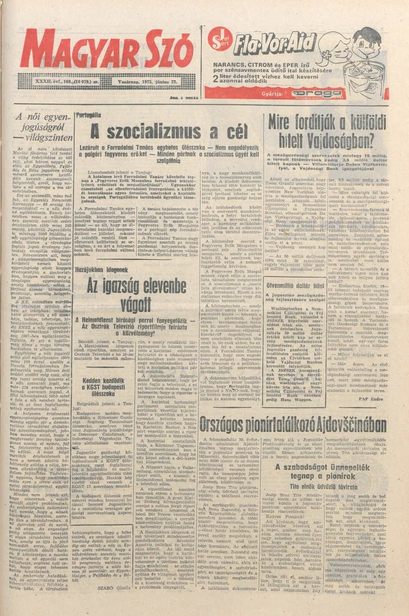 Magyar Szó, 32. évf. 1975. június 22. 169. sz.