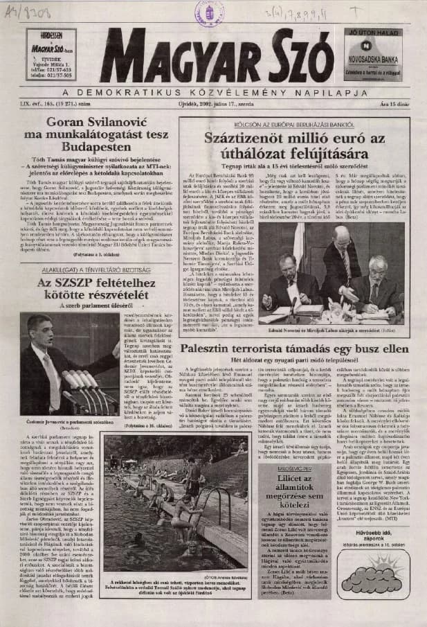 Magyar Szó, 59. évf. 2002. július 17. 165. sz. 1–16. oldal