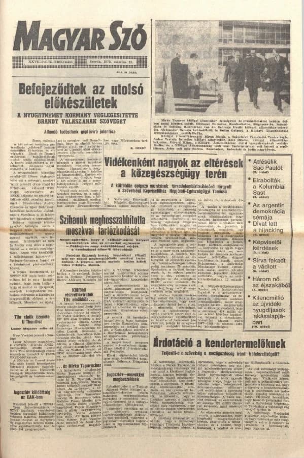 Magyar Szó, 27. évf. 1970. március 18. 75. sz. 1–16. oldal