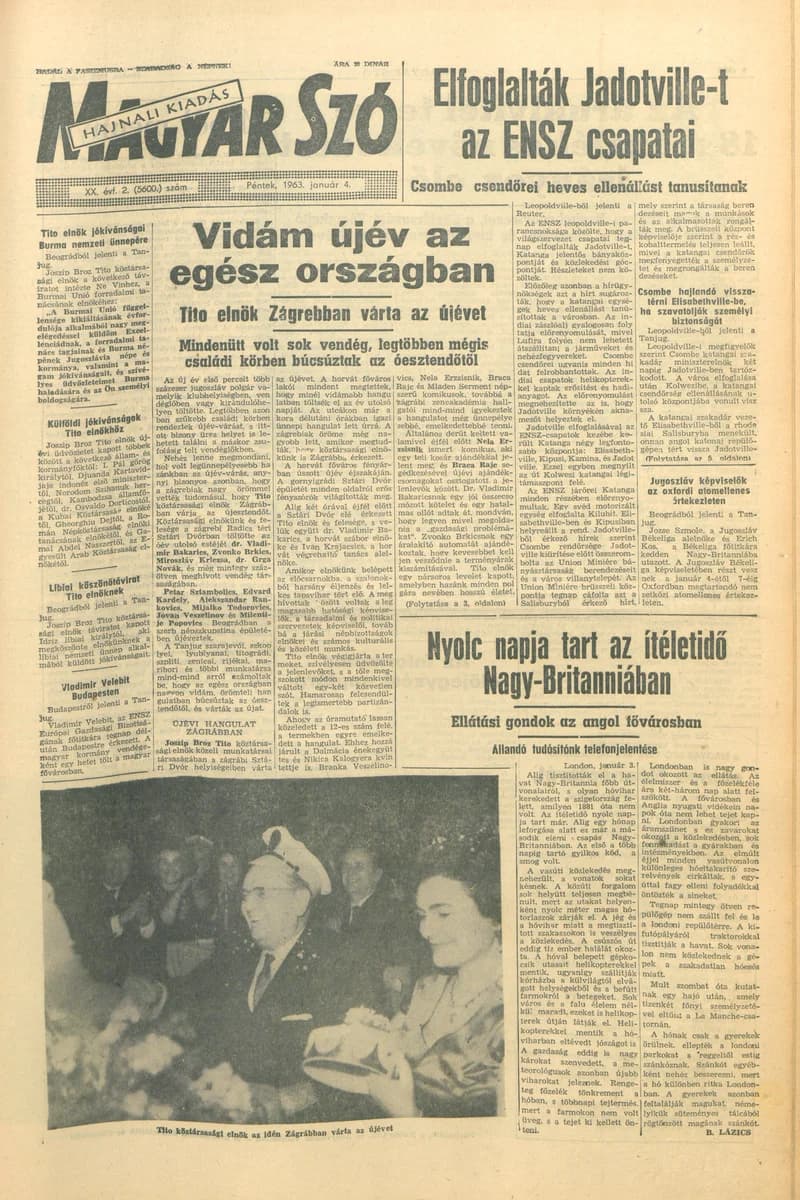 Magyar Szó, 20. évf. 1963. január 4. 2. sz. 1–14. oldal