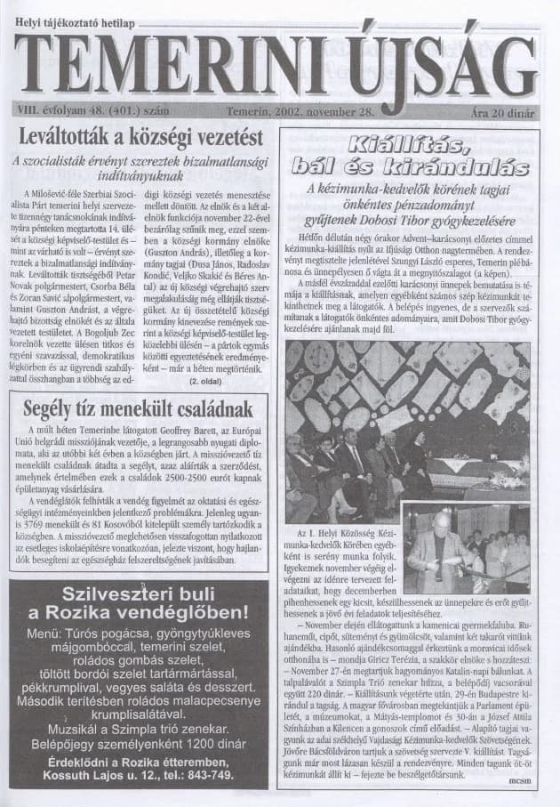 Temerini Újság, 8. évf. 2002. november 28. 48. sz.
