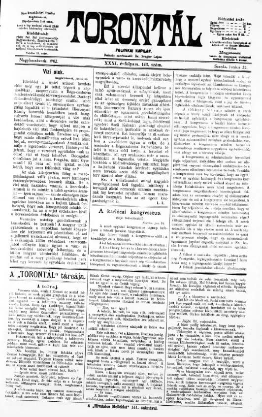 Torontál, 31. évf. 1902. június 25. 143. sz.