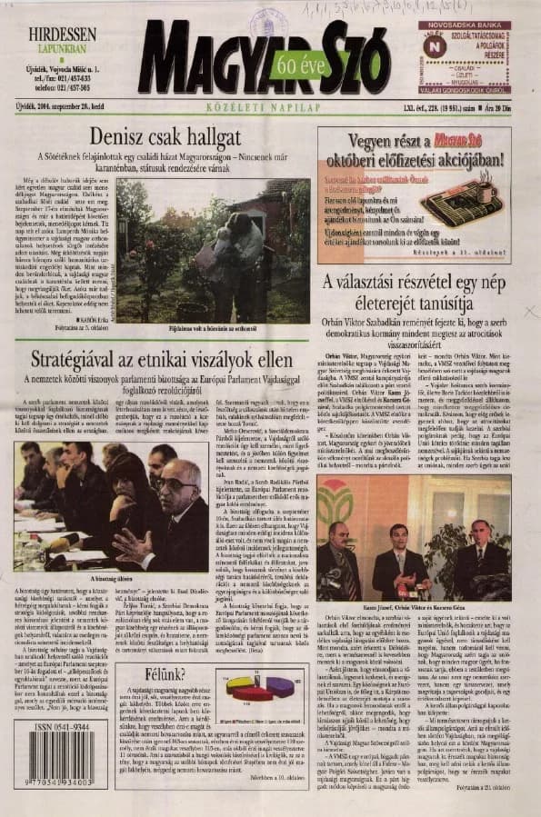 Magyar Szó, 61. évf. 2004. szeptember 28. 228. sz. 1–20. oldal