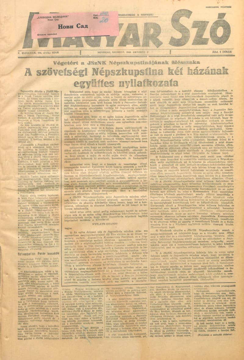 Magyar Szó, 5. évf. 1948. október 2. 236. sz. 1–4. oldal