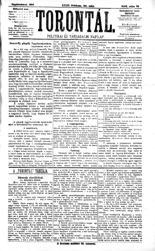 Torontál, 23. évf. 1894. május 28. 120. sz.