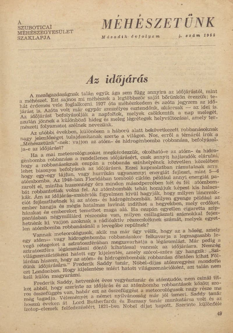 Méhészetünk, 2. évf. 1955. április 1. 4. sz.