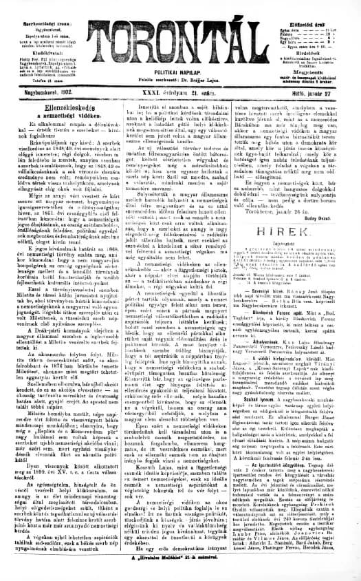 Torontál, 31. évf. 1902. január 27. 21. sz.