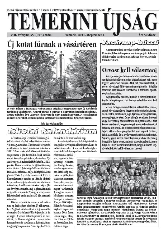 Temerini Újság, 17. évf. 2011. szeptember 1. 35. sz.