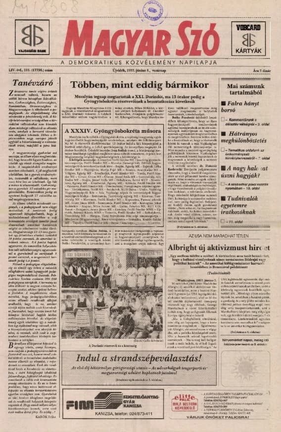 Magyar Szó, 54. évf. 1997. június 8. 133. sz. 1–24. oldal