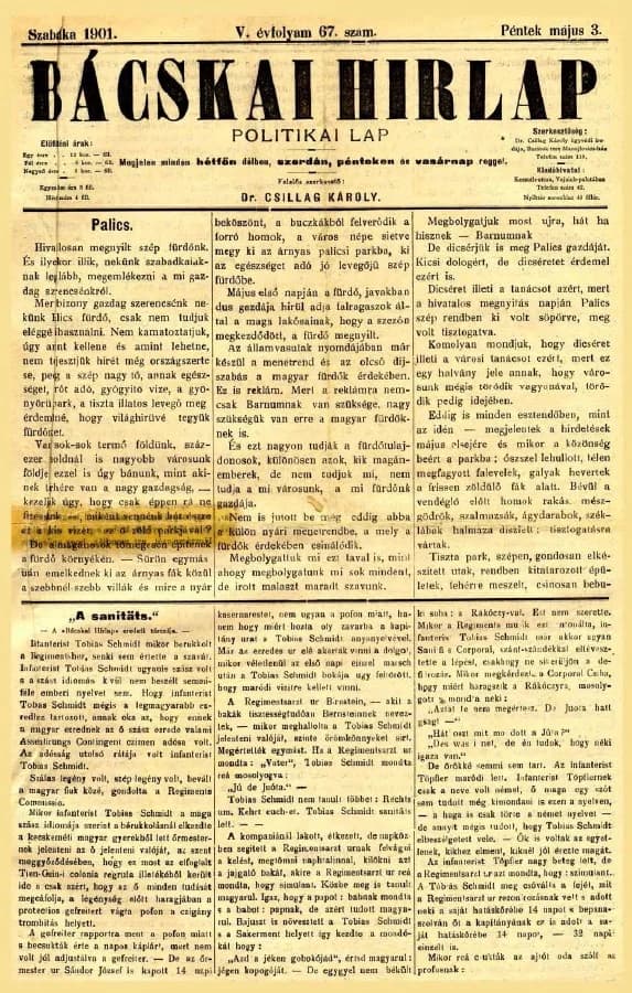 Bácskai Hirlap, 5. évf. 1901. május 3. 67. sz.