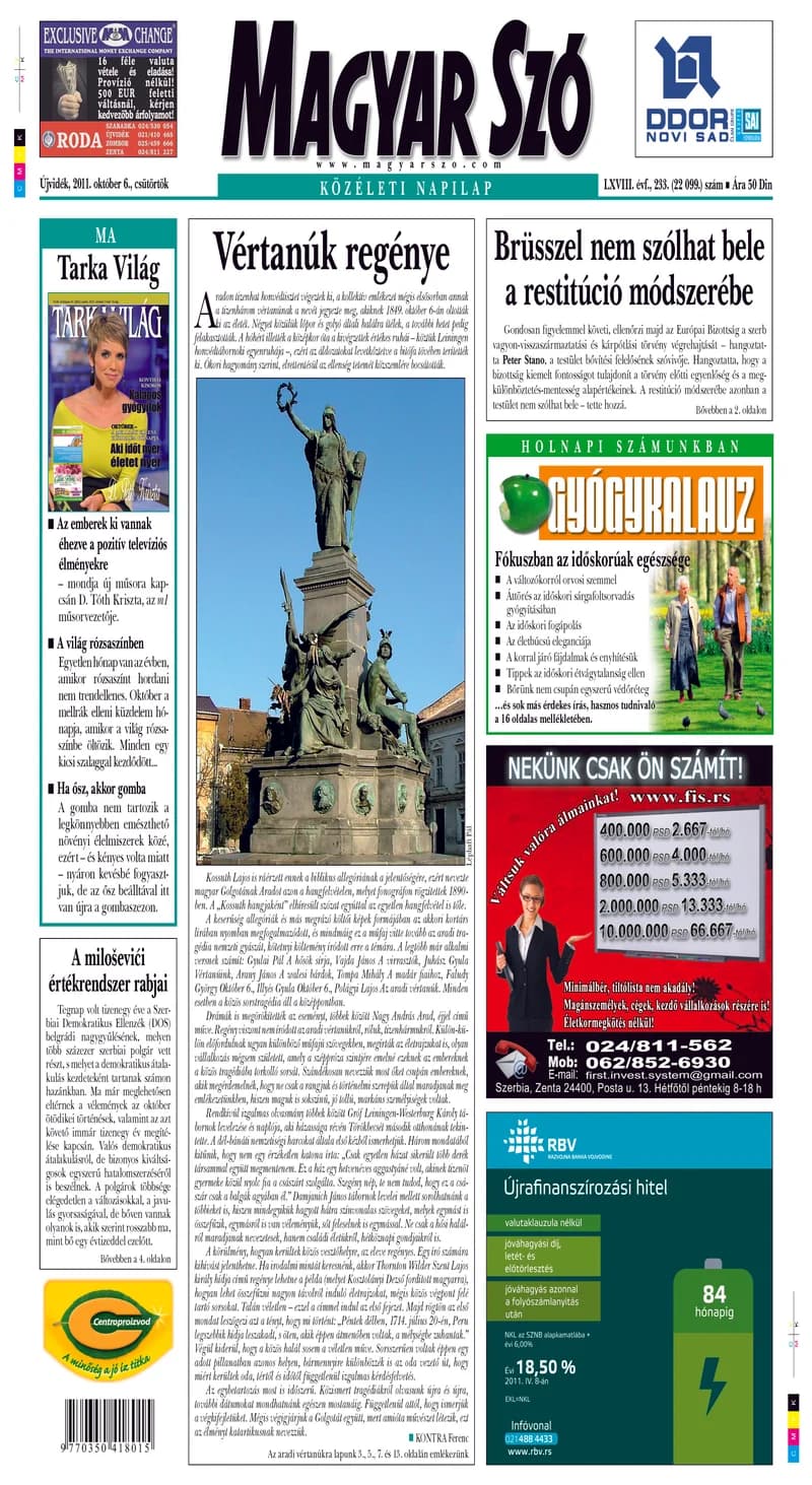 Magyar Szó, 68. évf. 2011. október 6. 233. sz. 1–20. oldal