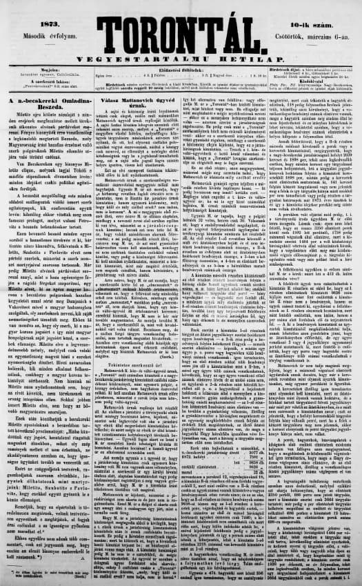 Torontál, 2. évf. 1873. március 6. 10. sz.