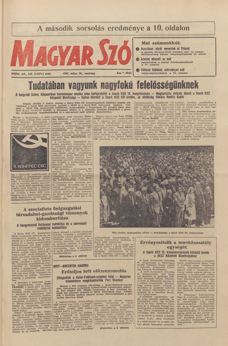 Magyar Szó, 39. évf. 1982. május 30. 146. sz. 1–36. oldal