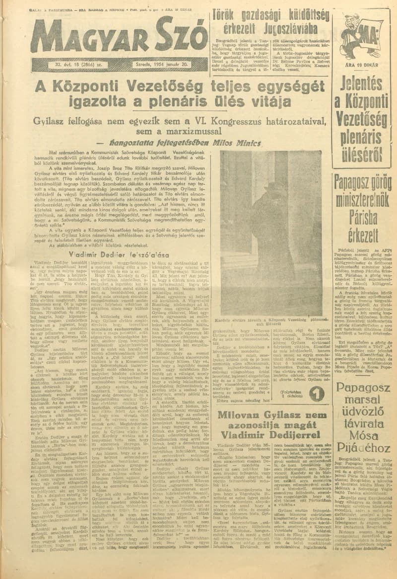 Magyar Szó, 11. évf. 1954. január 20. 18. sz. 1–8. oldal