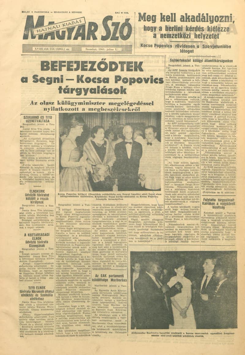 Magyar Szó, 18. évf. 1961. július 1. 152. sz. 1–12. oldal