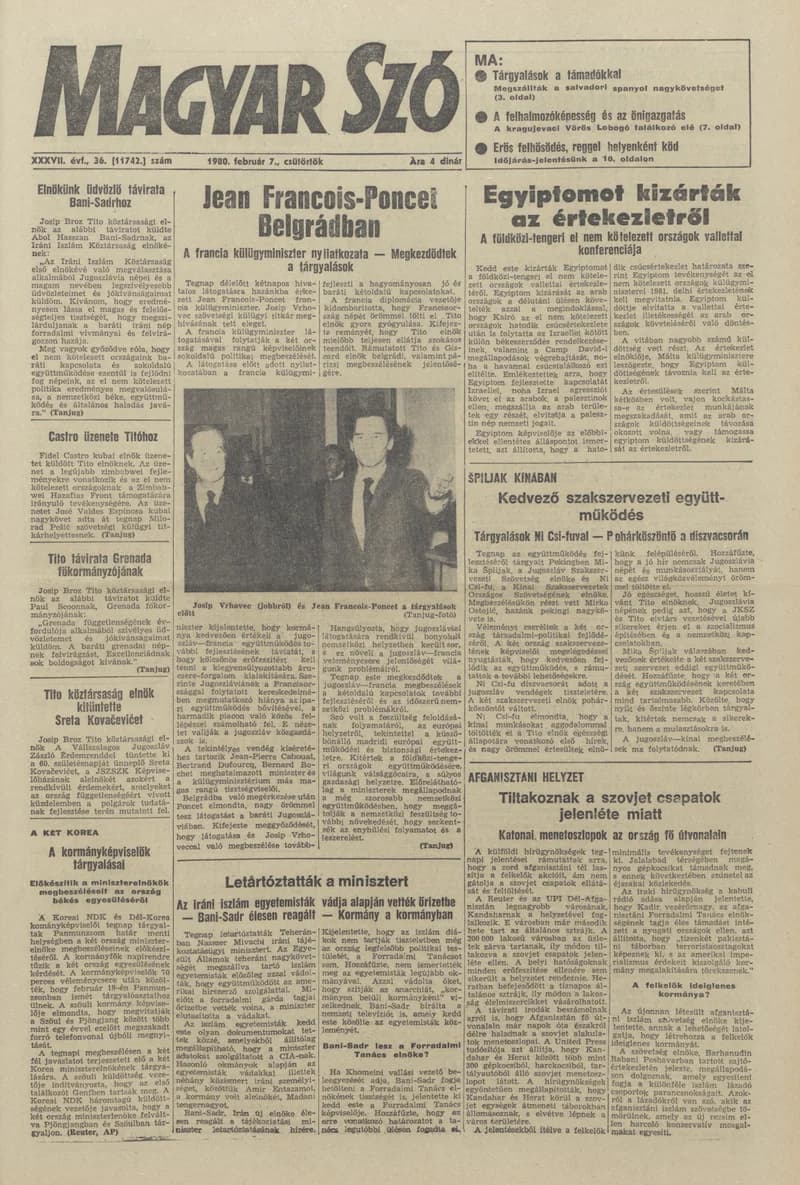 Magyar Szó, 37. évf. 1980. február 7. 36. sz. 1–20. oldal