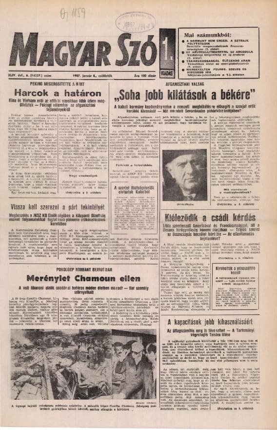 Magyar Szó, 44. évf. 1987. január 8. 6. sz. 1–20. oldal
