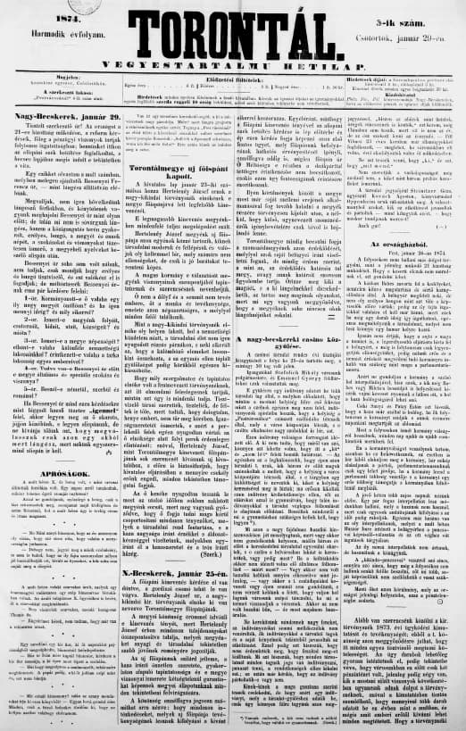 Torontál, 3. évf. 1874. január 29. 5. sz.