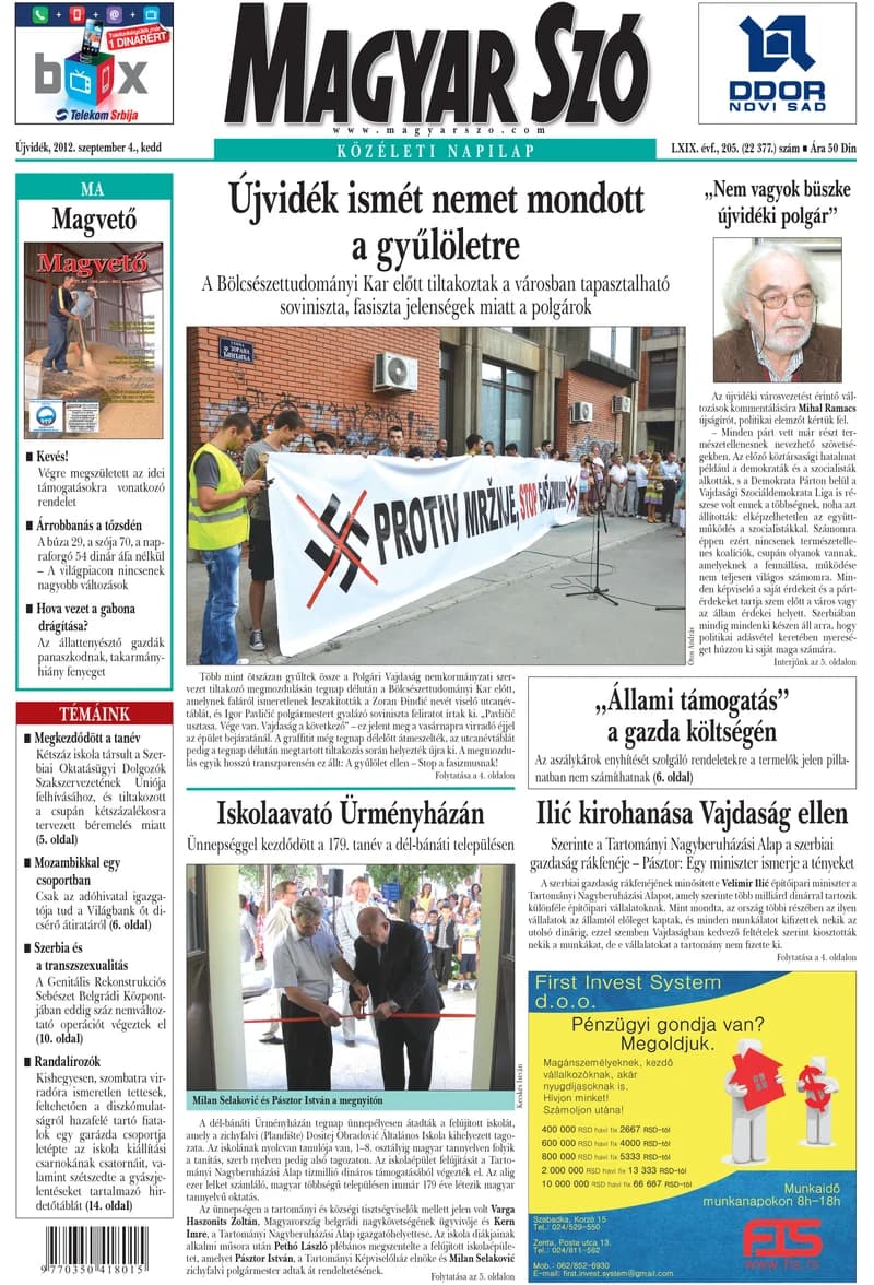 Magyar Szó, 69. évf. 2012. szeptember 4. 205. sz. 1–20. oldal