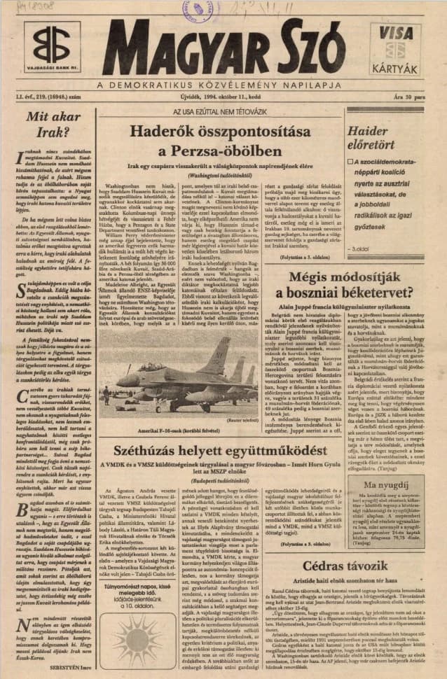 Magyar Szó, 51. évf. 1994. október 11. 219. sz. 1–16. oldal