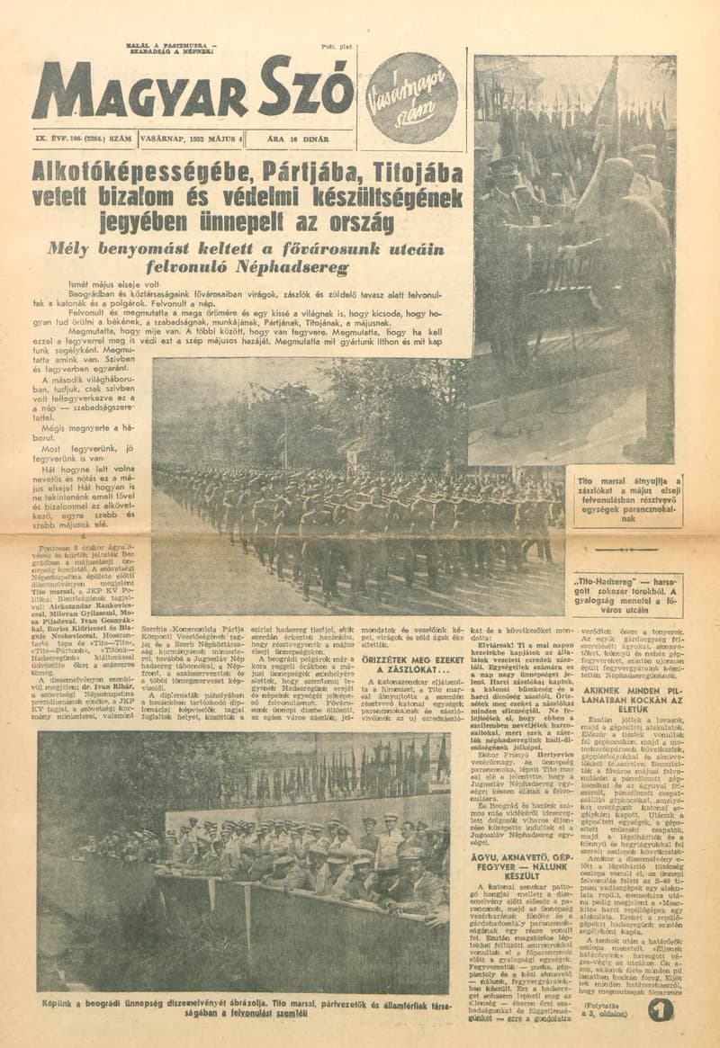 Magyar Szó, 9. évf. 1952. május 4. 106. sz. 1–12. oldal