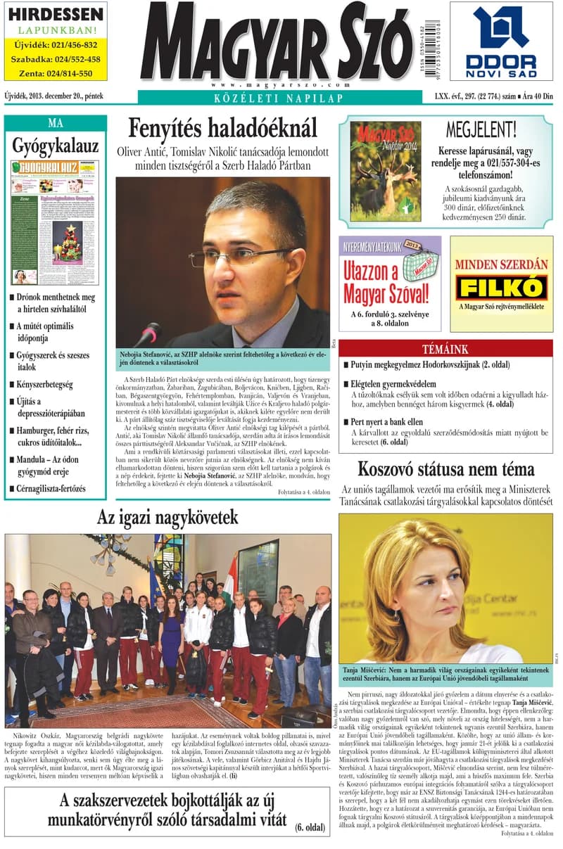 Magyar Szó, 70. évf. 2013. december 20. 297. sz. 1–16. oldal