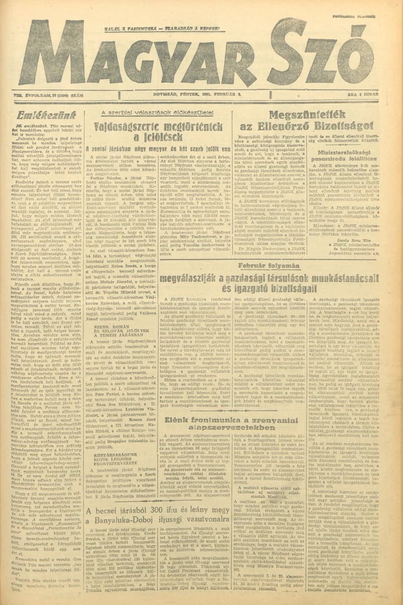 Magyar Szó, 8. évf. 1951. február 2. 27. sz. 1–4. oldal